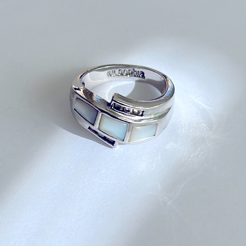 Lia Sophia Mother of Pearl & Rhinestone Ring